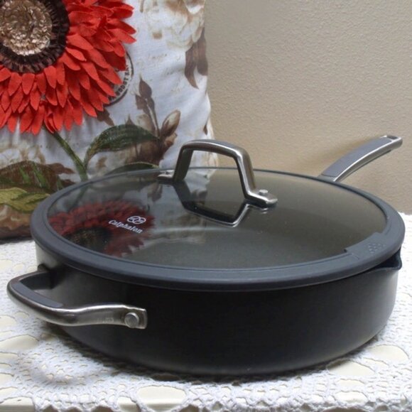 Simply Calphalon Commercial Aluminum Cookware #5005 5 qt Saute Skillet & Cover - Picture 1 of 11